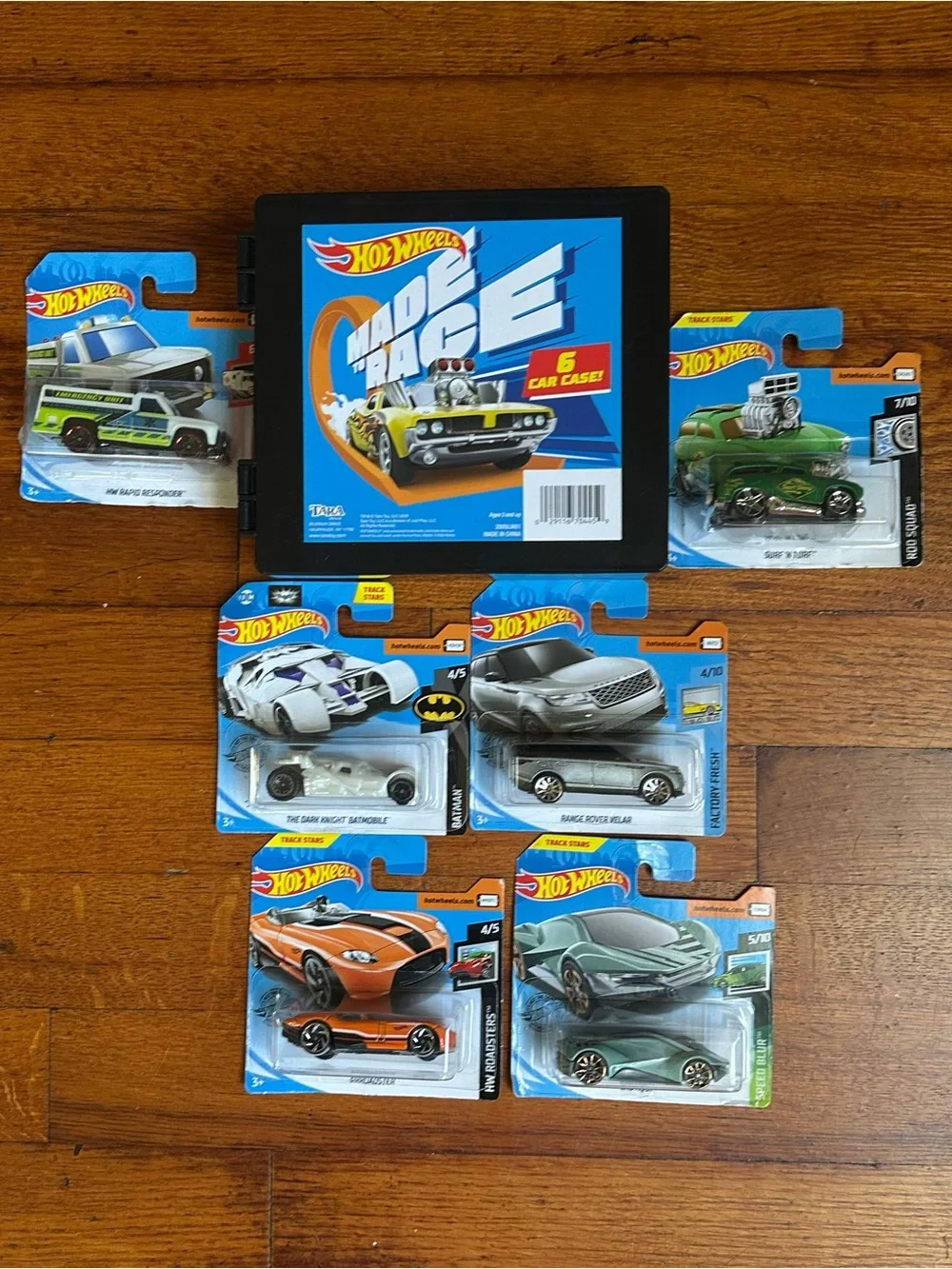 Hot Wheels 6 Car Case with 6 Hot wheel Cars Lot New